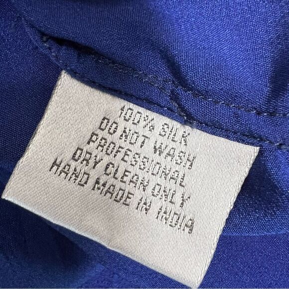 Frederika May Royal Blue Sequined Silk Long Sleeve Blouse - Picture 7 of 11